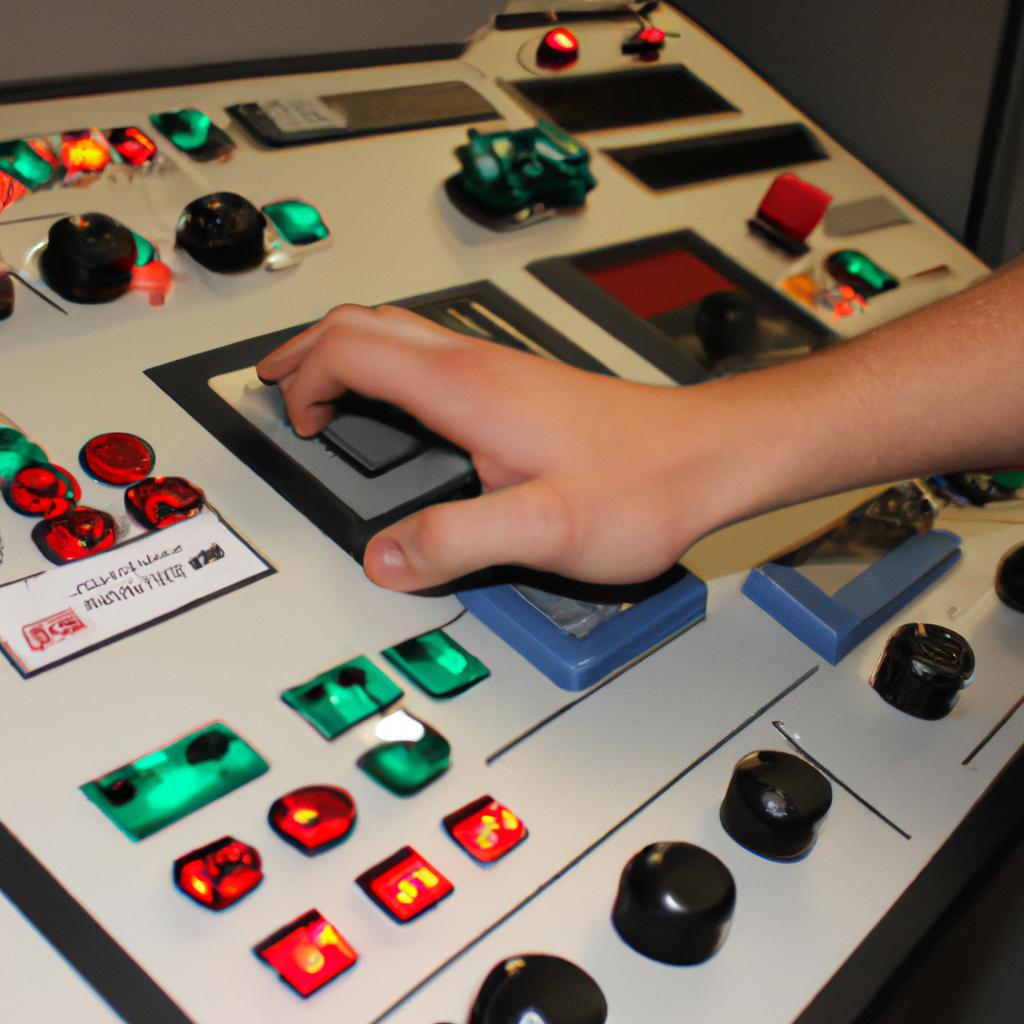 Person working at control panel