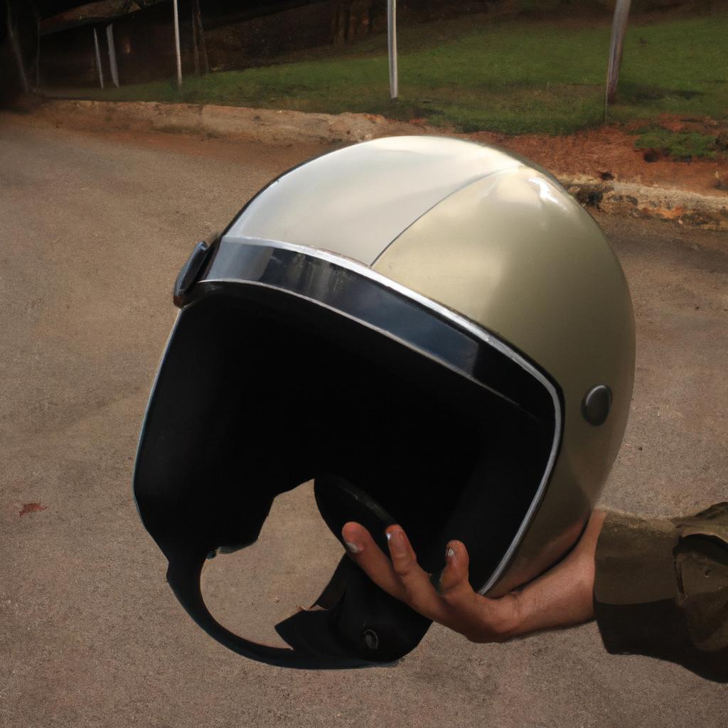 Person holding a pilot helmet