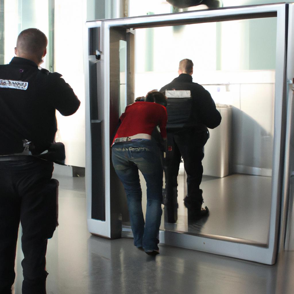 Person being searched at airport