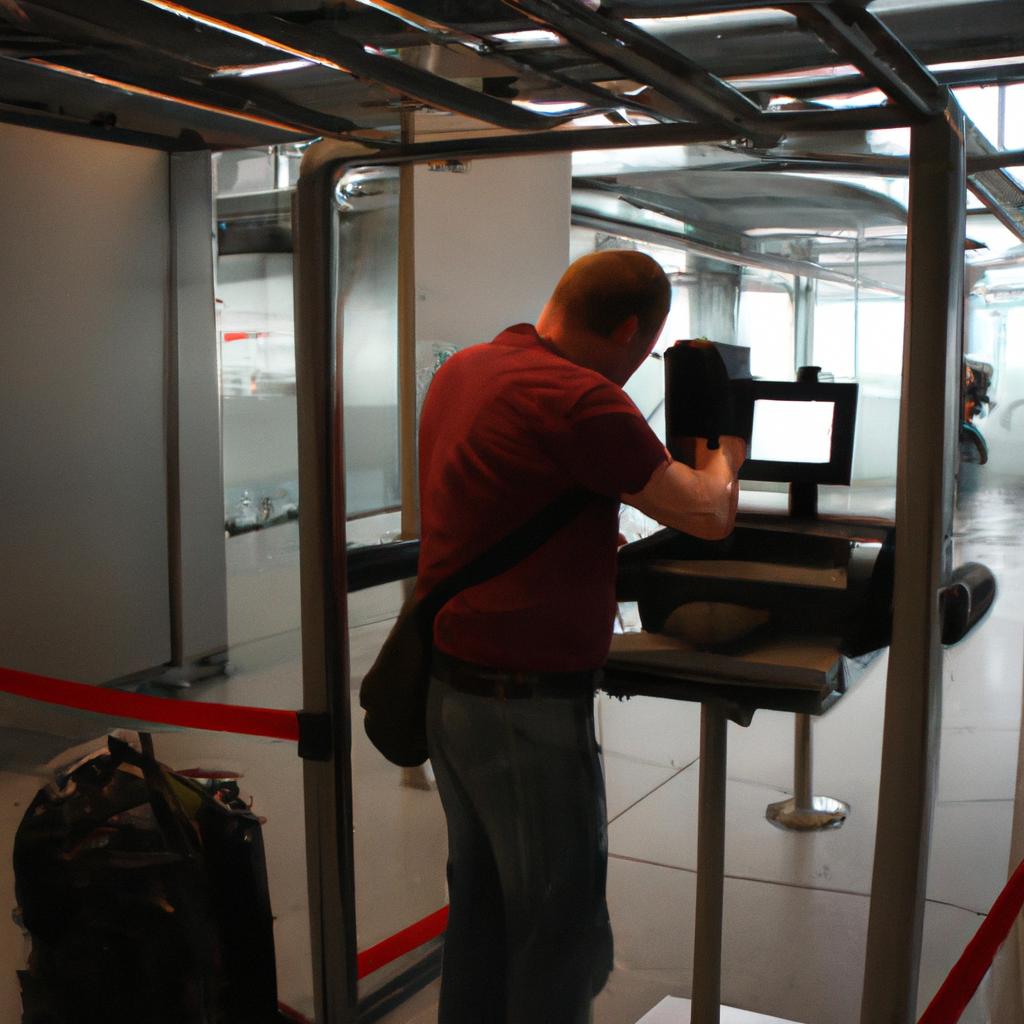Person undergoing airport security screening